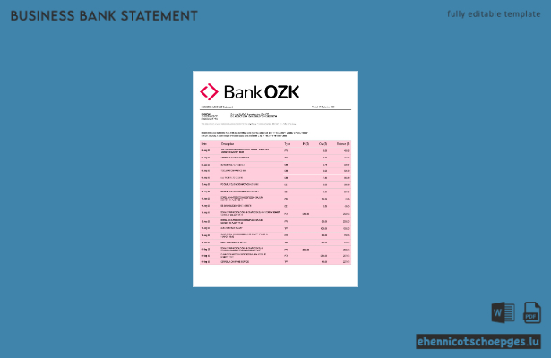 Beispiel eines Kontoauszugs der Bank of the Ozarks (Word- und PDF-Datei)